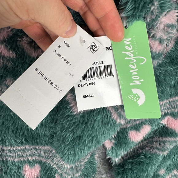 Honeydew Intimates Aspen Fair Isle Snowflake Heart Plush Pajama Set Womens Small - Picture 4 of 7